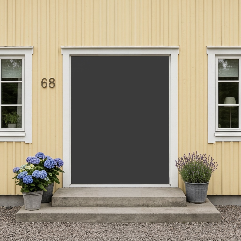 Gul fasad, pardörr